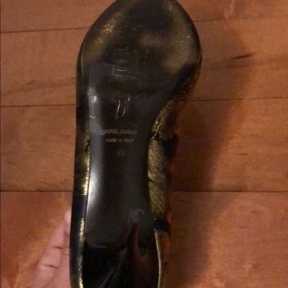 Giuseppe Zanotti heels black leather with gold - Picture 2 of 4